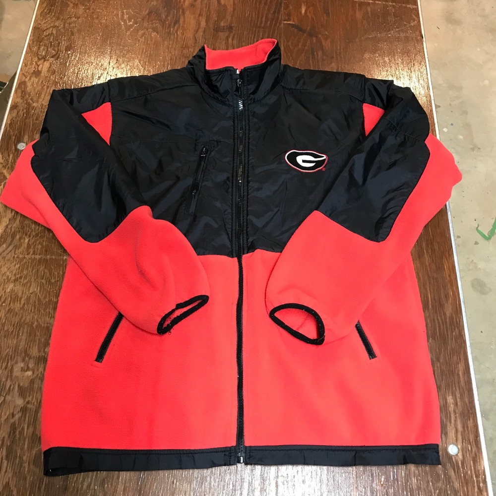 Georgia Bulldogs Kids Full Zip Fleece Ripstop Jacket Red Black G Logo NCAA‎